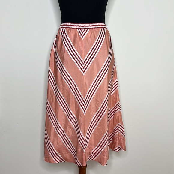 ELIZABETH & JAMES Stripe Blush Silk Skirt XS - Picture 4 of 9